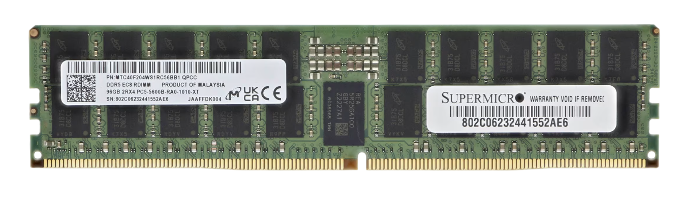 Micron 96GB DDR5 5600MHz ECC Sunucu RAM (MTC40F204WS1RC56BB1 MMFF)