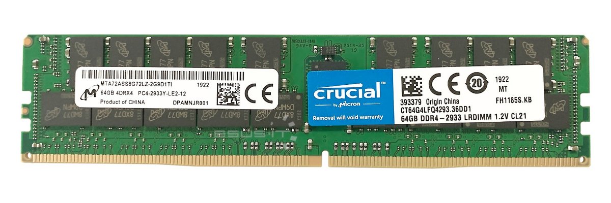Micron 64GB DDR4 2933MHz ECC Sunucu RAM (MTA72ASS8G72LZ-2G9J2TI)