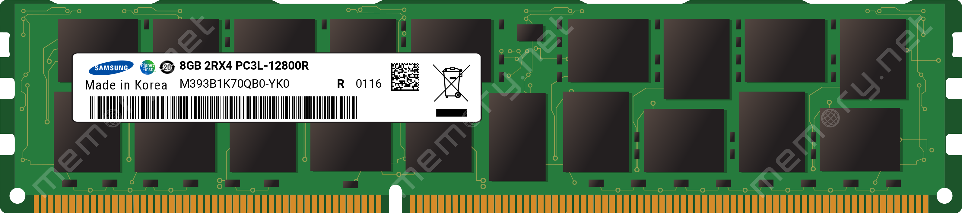 Samsung 8GB DDR3 1600MHz ECC RDIMM Sunucu RAM (M393B1K70QB0-YKO)